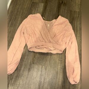 Free People Blush Pink Wrap Blouse